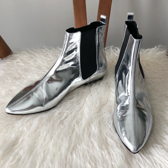 silver flat booties